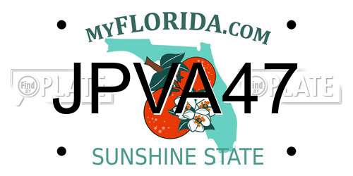 JPVA47 Florida License Plate