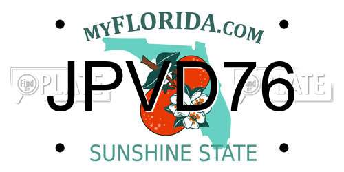 JPVD76 Florida License Plate