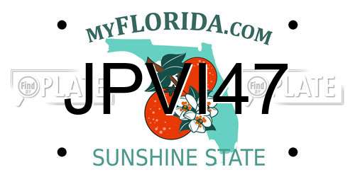 JPVI47 Florida License Plate