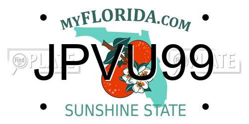 JPVU99 Florida License Plate