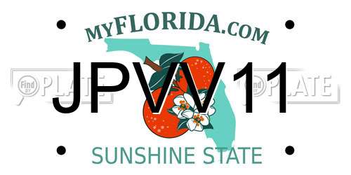 JPVV11 Florida License Plate