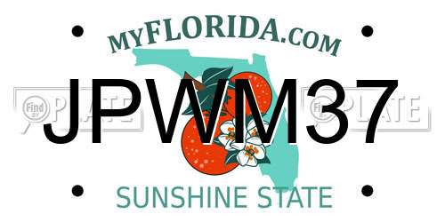 JPWM37 Florida License Plate