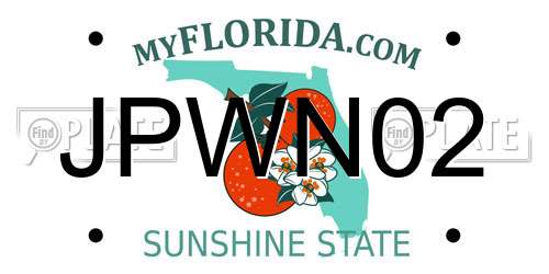 JPWN02 Florida License Plate