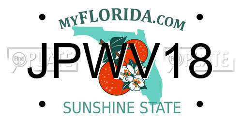 JPWV18 Florida License Plate