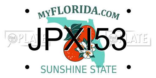 JPXI53 Florida License Plate