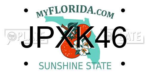 JPXK46 Florida License Plate