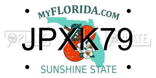 JPXK79 Florida License Plate