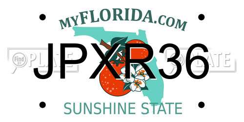 JPXR36 Florida License Plate