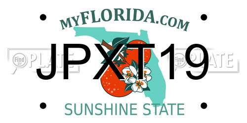 JPXT19 Florida License Plate