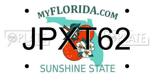 JPXT62 Florida License Plate