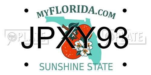 JPXY93 Florida License Plate