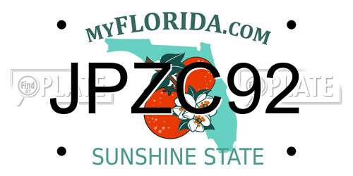 JPZC92 Florida License Plate