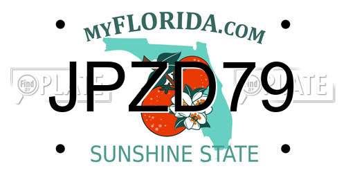 JPZD79 Florida License Plate