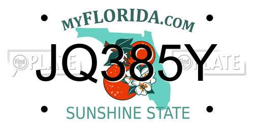 JQ385Y Florida License Plate