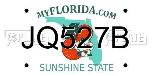 JQ527B Florida License Plate