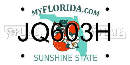 JQ603H Florida License Plate