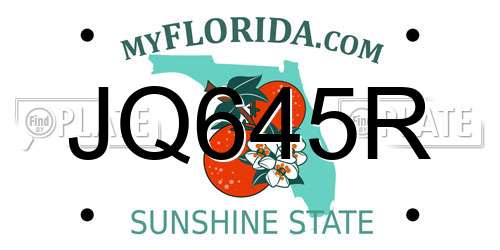 JQ645R Florida License Plate