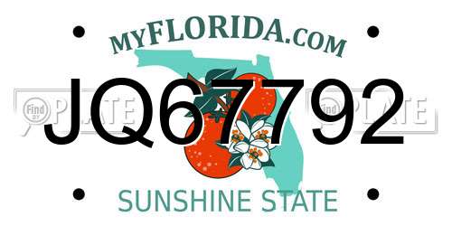 JQ67792 Florida License Plate