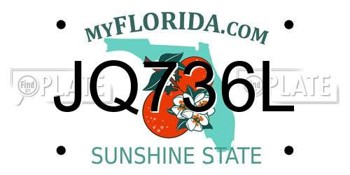 JQ736L Florida License Plate