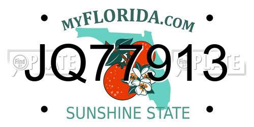 JQ77913 Florida License Plate