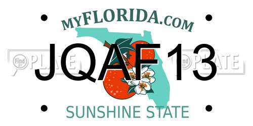 JQAF13 Florida License Plate