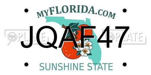 JQAF47 Florida License Plate