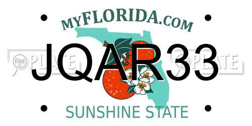 JQAR33 Florida License Plate
