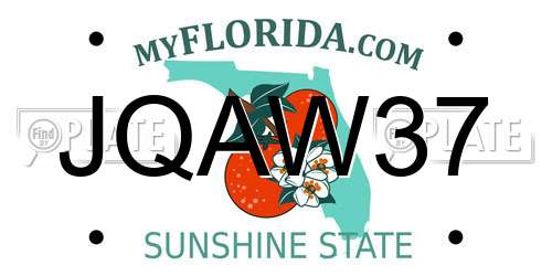 JQAW37 Florida License Plate