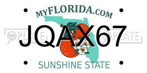 JQAX67 Florida License Plate