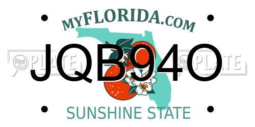 JQB94O Florida License Plate