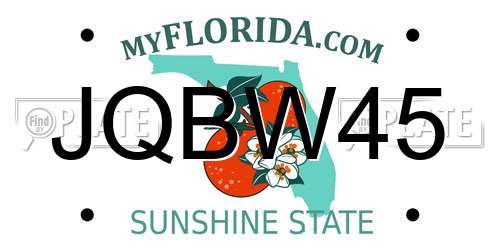 JQBW45 Florida License Plate