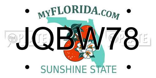 JQBW78 Florida License Plate