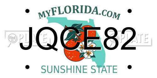 JQCE82 Florida License Plate