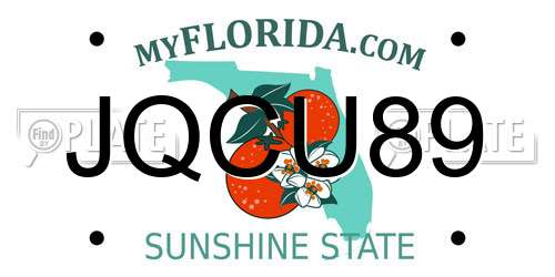 JQCU89 Florida License Plate
