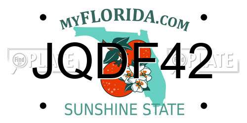 JQDF42 Florida License Plate