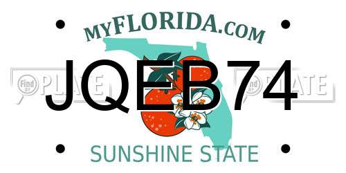 JQEB74 Florida License Plate