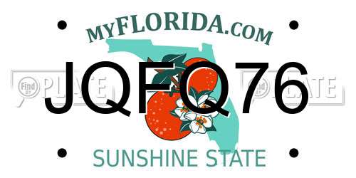JQFQ76 Florida License Plate