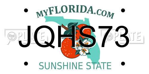 JQHS73 Florida License Plate