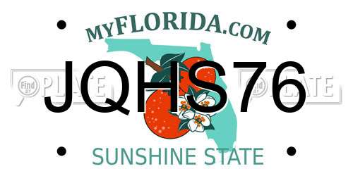 JQHS76 Florida License Plate