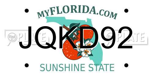 JQKD92 Florida License Plate