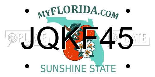 JQKF45 Florida License Plate