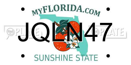 JQLN47 Florida License Plate