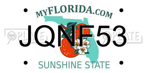 JQNF53 Florida License Plate