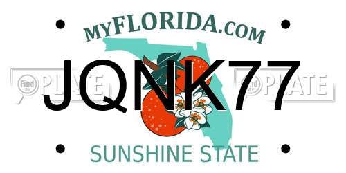 JQNK77 Florida License Plate