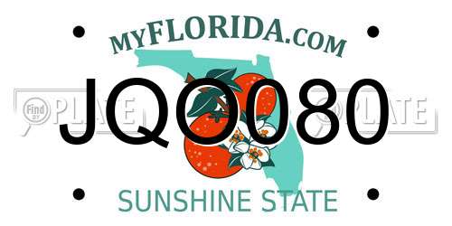 JQO080 Florida License Plate