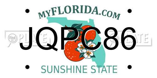 JQPC86 Florida License Plate
