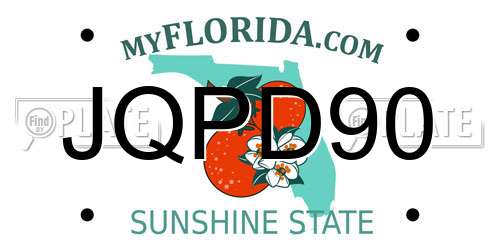 JQPD90 Florida License Plate
