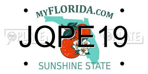 JQPE19 Florida License Plate