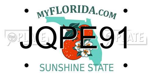 JQPE91 Florida License Plate