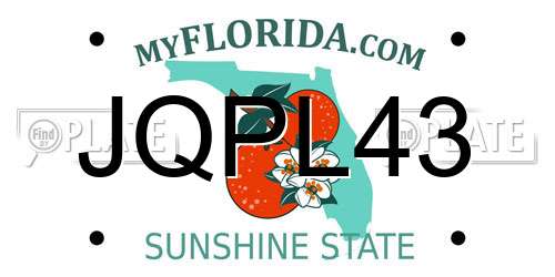 JQPL43 Florida License Plate